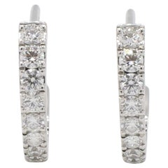 Hearts on Fire HOF 18K White Gold Natural Diamond Mini Hoop Huggie Earrings