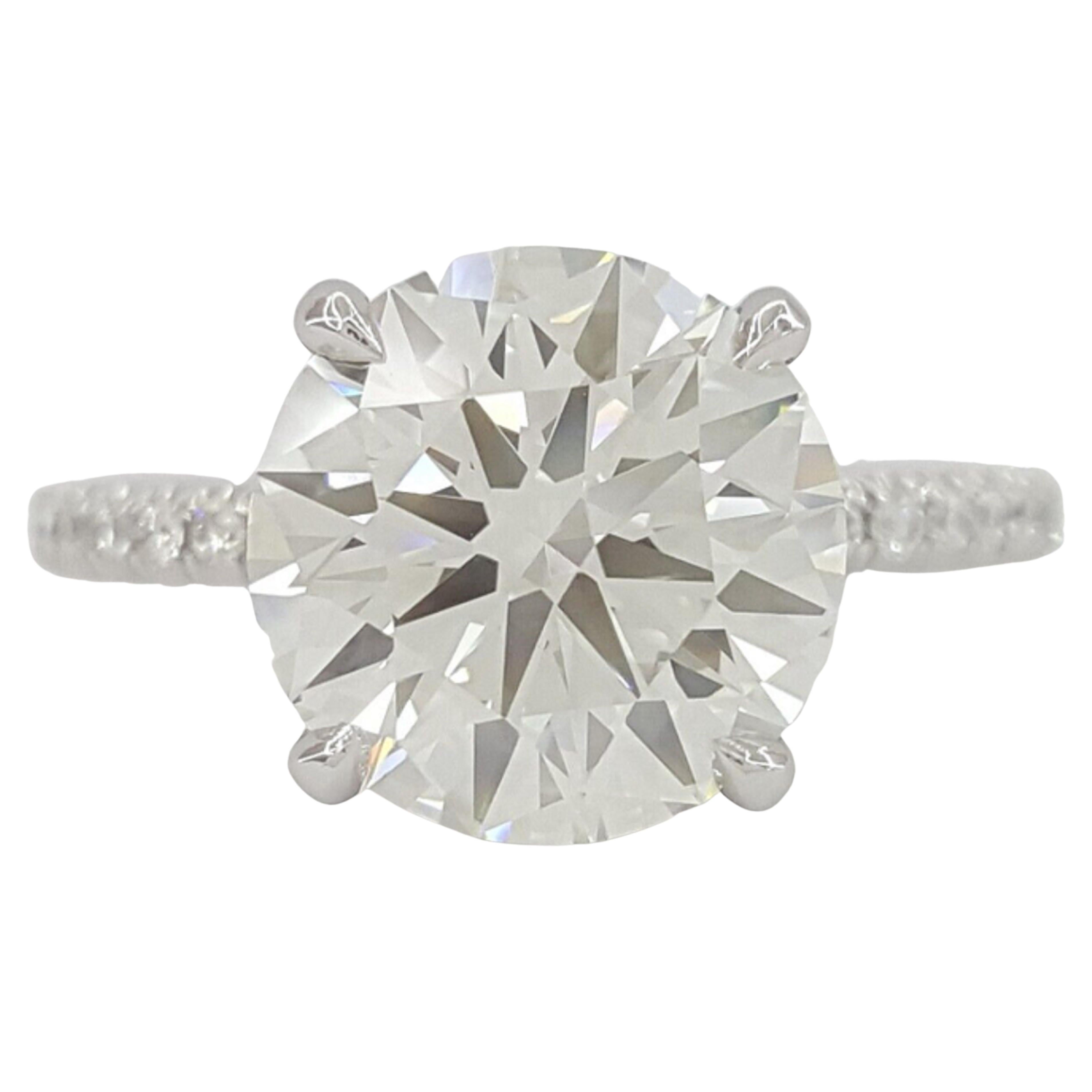 Hearts on Fire Platinum 3 Carat Round Brilliant Cut Diamond Solitaire