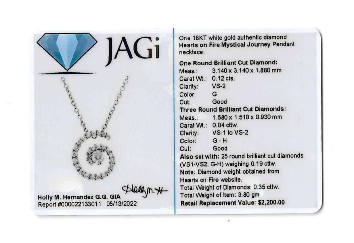 Hearts on Fire Mystical Journey Diamond Spiral Pendant Necklace in White Gold For Sale 5