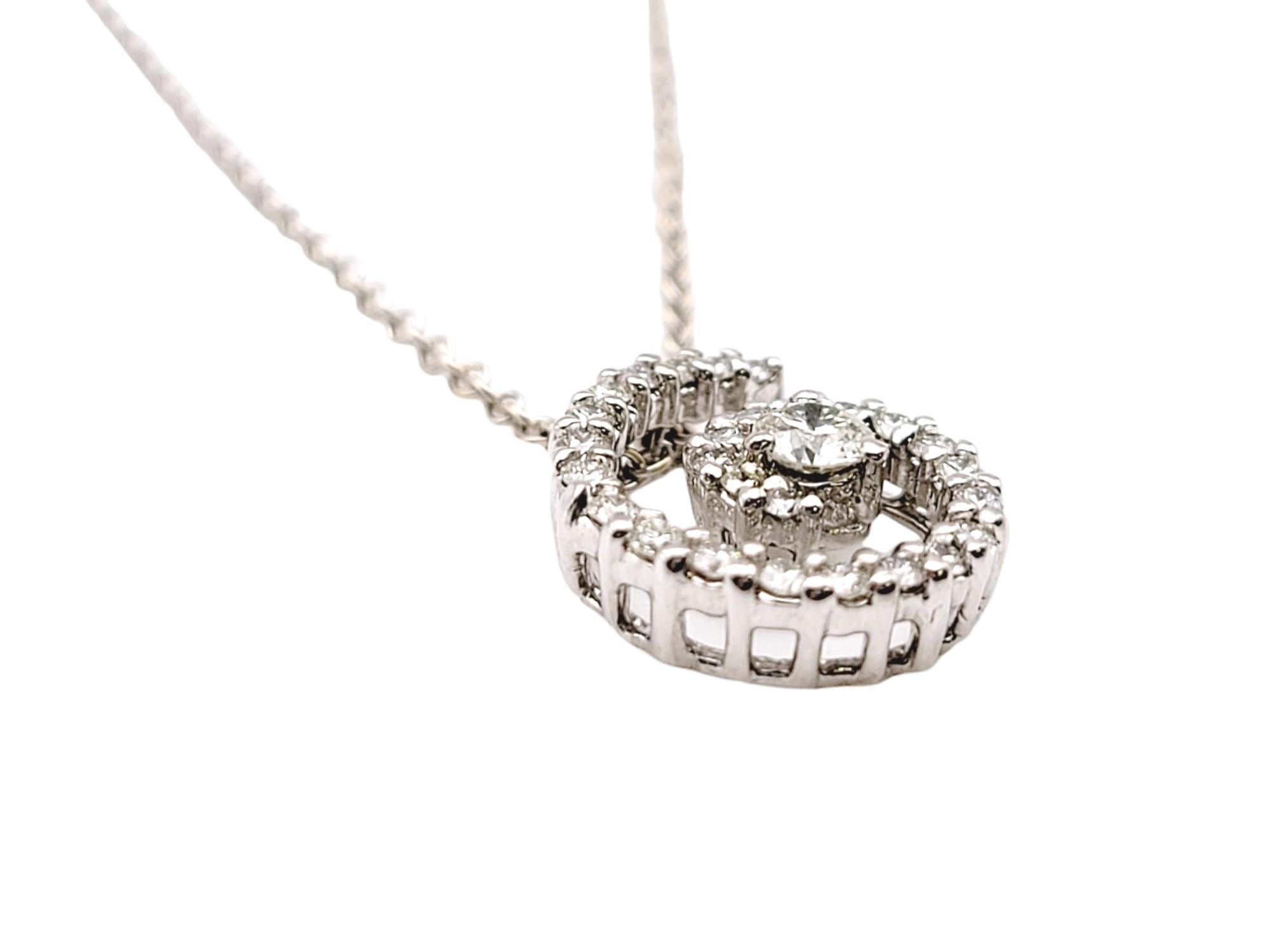 Taille ronde Hearts on Fire Mystical Journey Collier pendentif spirale en or blanc et diamants en vente