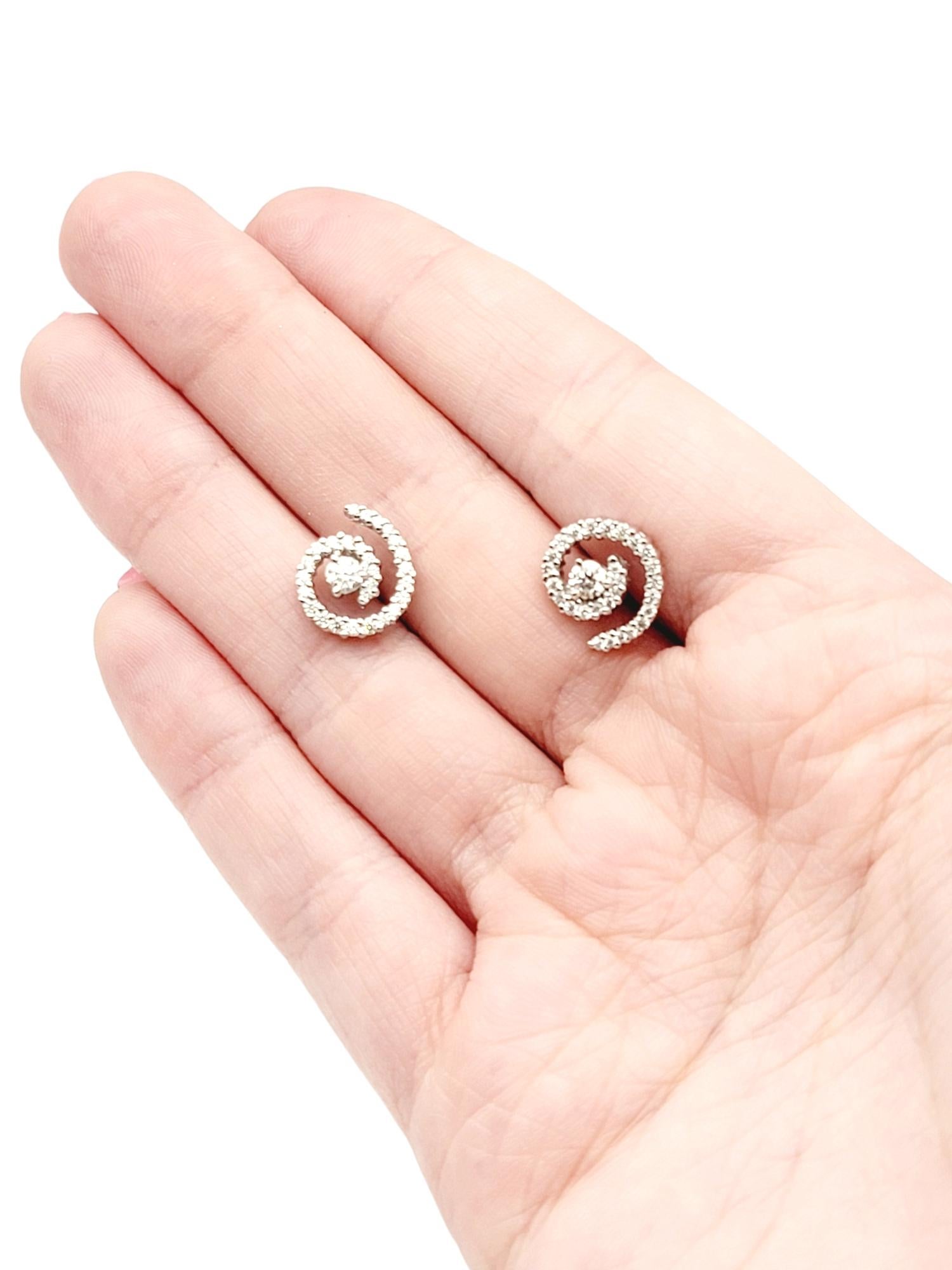Hearts on Fire Mystical Journey Diamond Spiral Stud Earrings in White Gold 2