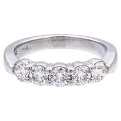 Hearts on Fire Platinum .75 Ct Round Diamond Five Stone Wedding Band Ring