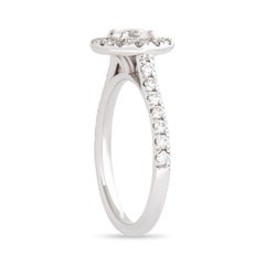 Bague de fiançailles en or blanc 18 carats avec halo de diamants ronds « Hearts on Fire »
