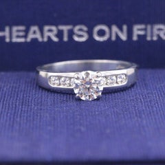 Hearts on Fire Seven Stone Diamond Engagement Ring Round 0.79 ct 18k White Gold