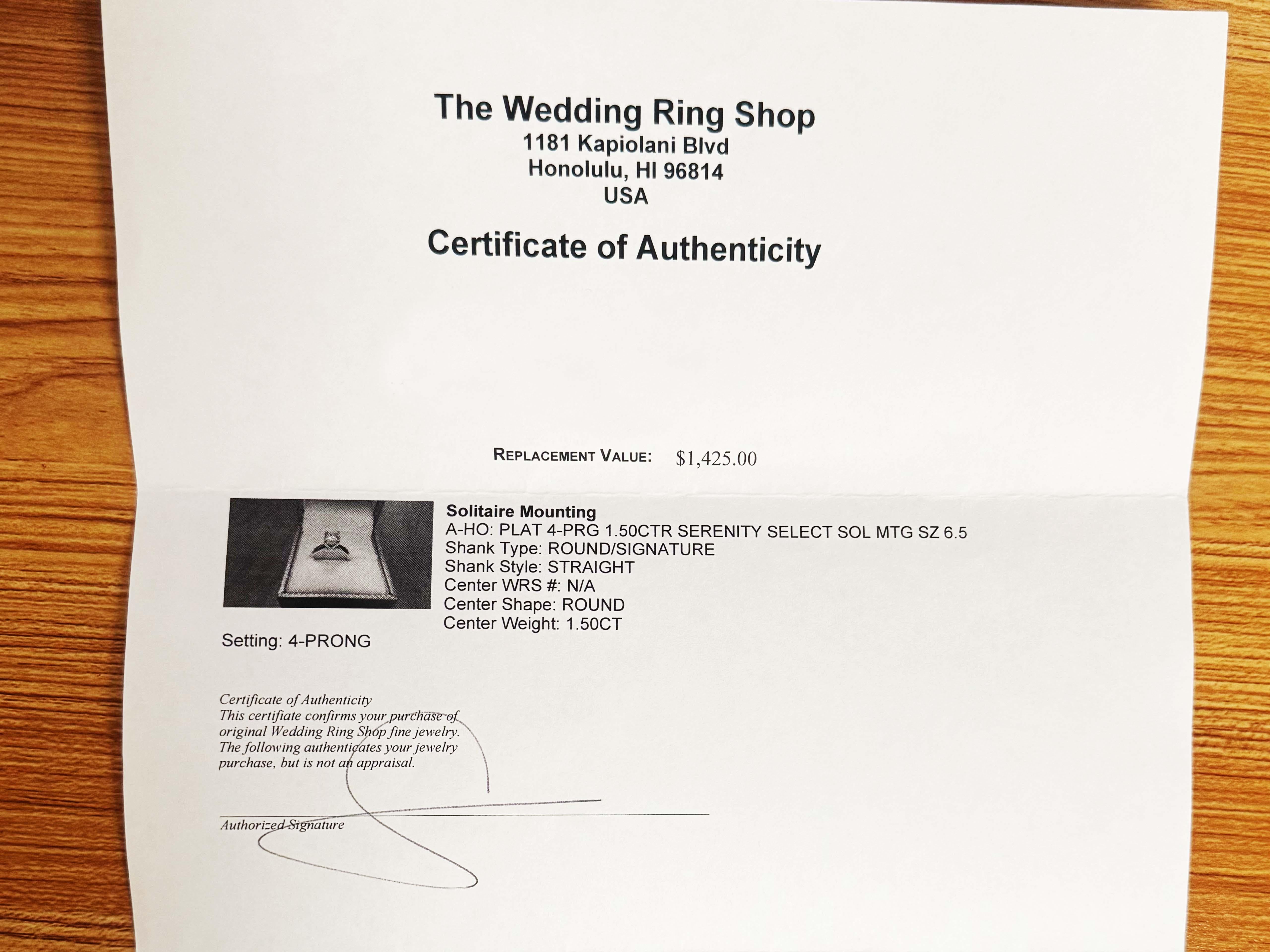 Anillo de compromiso de diamantes Hearts On Fire Solitario Platino en Excelente estado para la venta en Honolulu, HI