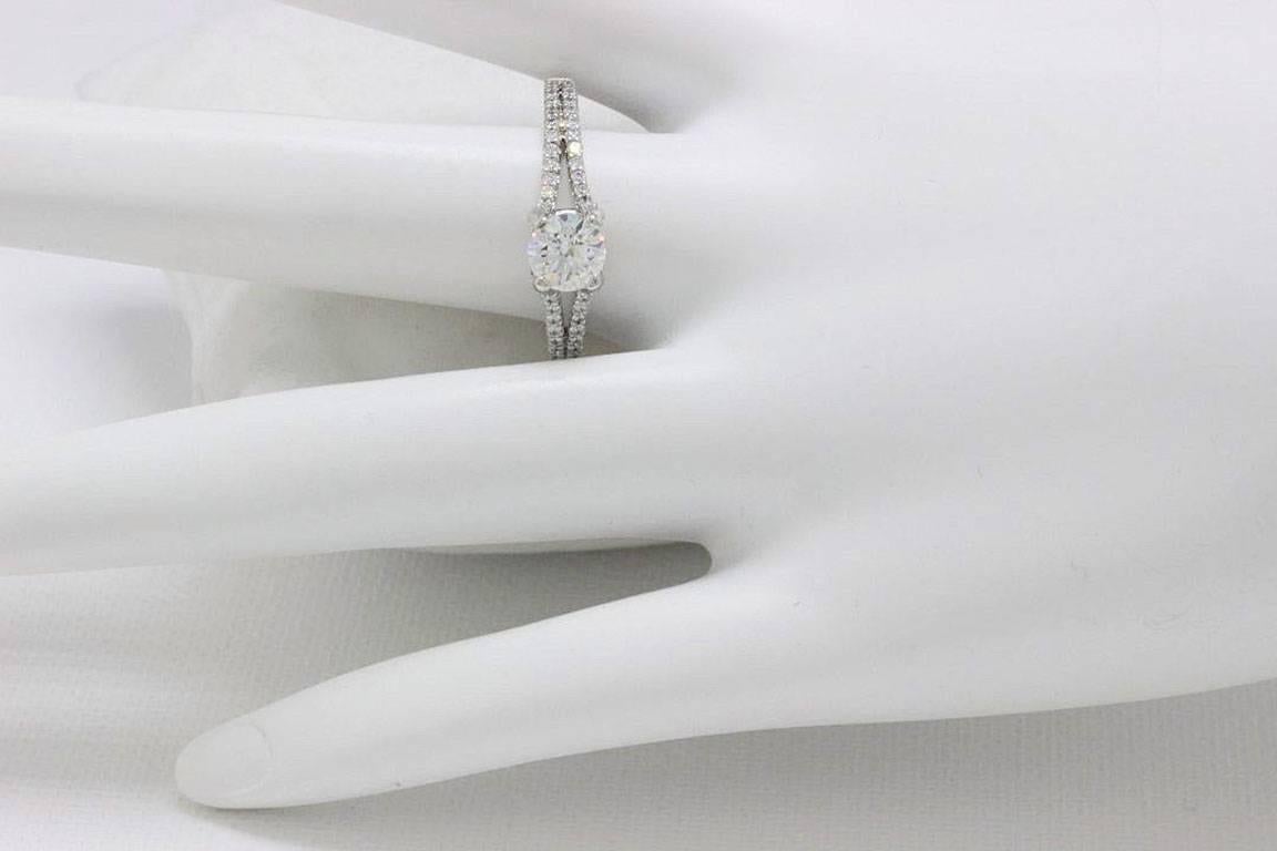 Hearts on Fire Split Shank 1.50 Carat Diamond Ring in 14 Karat White Gold For Sale 2