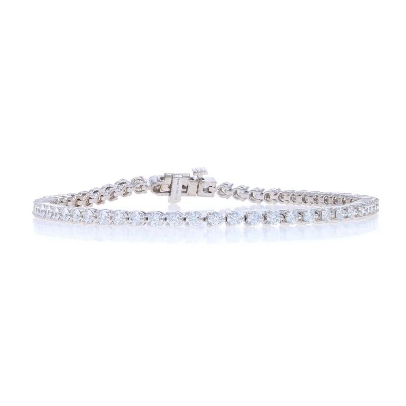 Retail Price: $14,000

Brand: Hearts On Fire
Collection: Temptation
Design:  Three-Prong Tennis Bracelet

Metal Content: 18k White Gold

Stone Information

Natural Diamonds
Carat(s): 3.25ctw
Cut: Round Brilliant
Color: G - H
Clarity: VS1 -