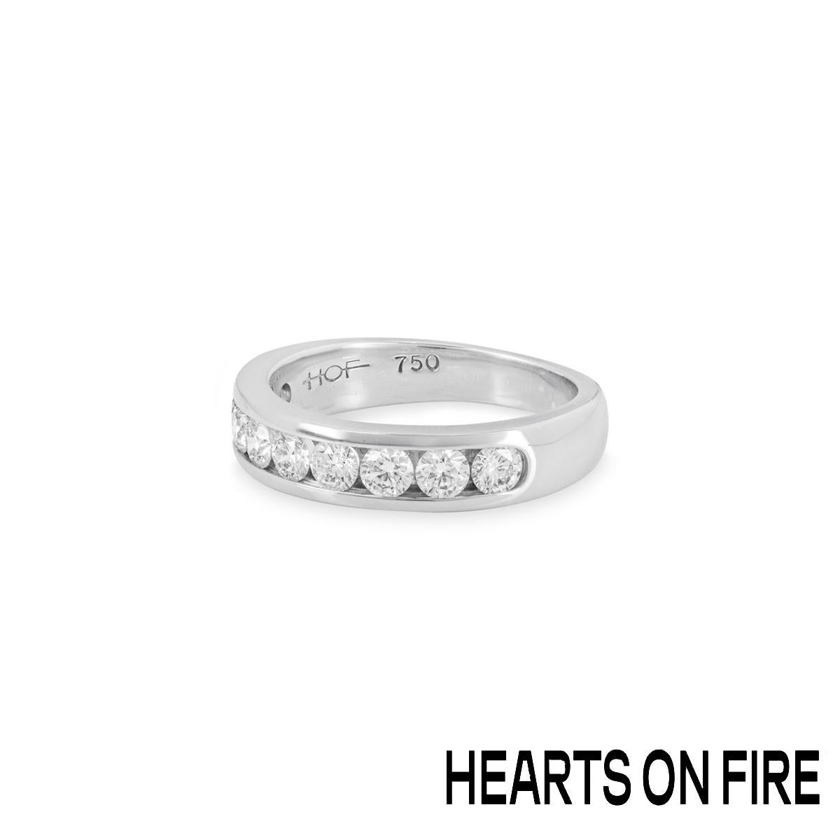 Hearts On Fire White Gold Diamond Half Eternity Ring 0.72ct In Excellent Condition For Sale In London, GB