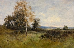 Figures in The British Countryside Landscape Oil Painting Woodland Meadow View