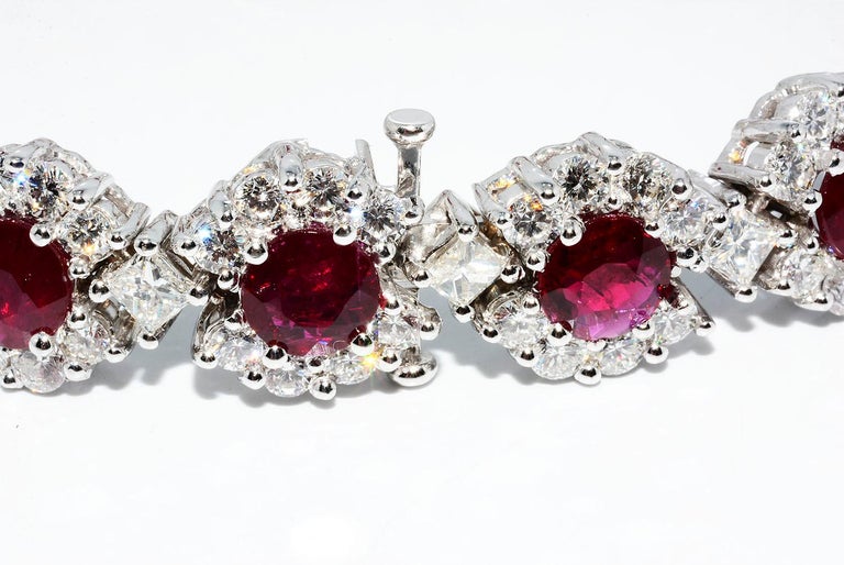 Heat Only African Ruby and Diamond Bracelet 18 Karat White Gold For ...