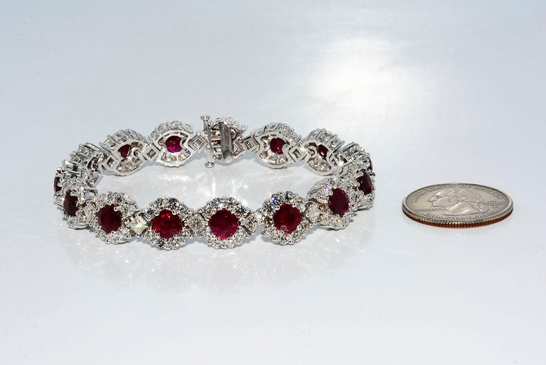 Heat Only African Ruby and Diamond Bracelet 18 Karat White Gold For ...