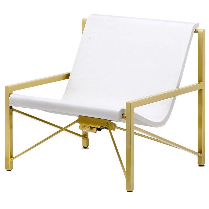 Heated Indoor/Outdoor Cast Stone Evia Chair, Custom Frame, Arctic White For Sale
