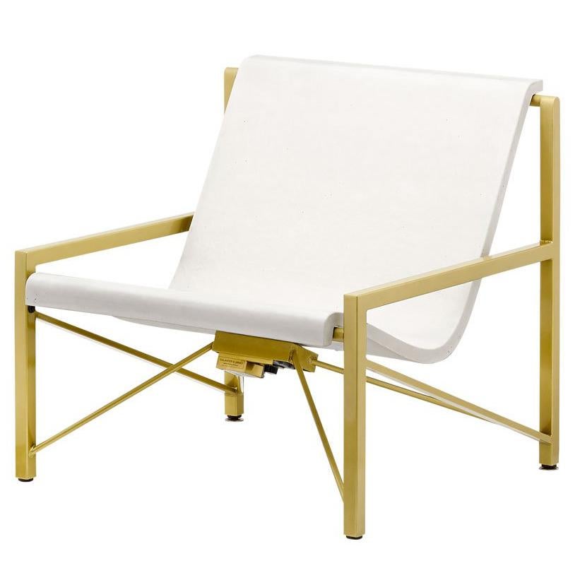 Heated Indoor/Outdoor Cast Stone Evia Chair, Custom Frame, Bone For Sale