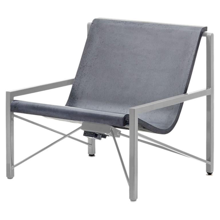 Heated Indoor/Outdoor Cast Stone Evia Chair, Custom Frame, Charcoal For Sale