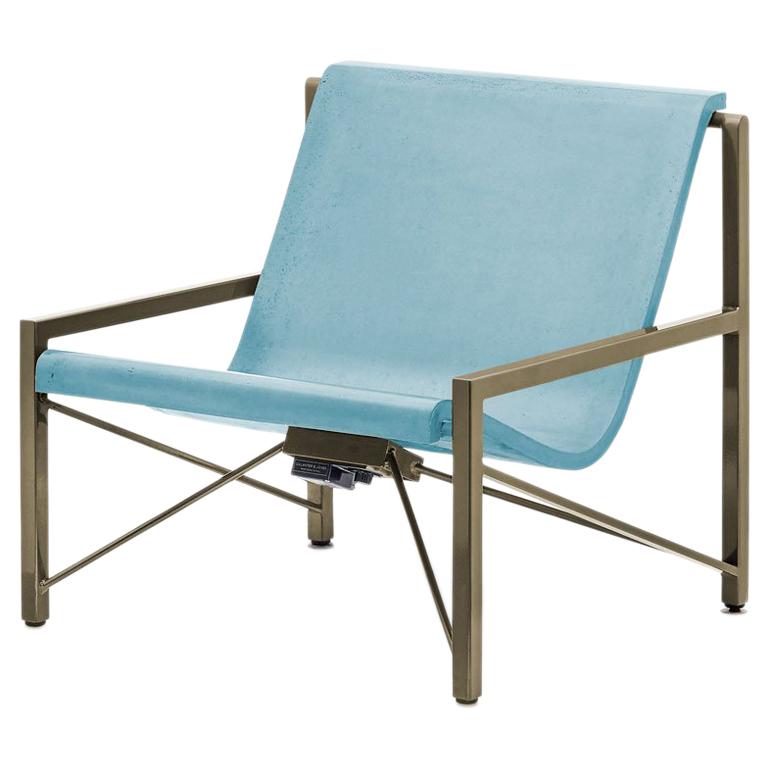 Heated Indoor/Outdoor Cast Stone Evia Chair, Custom Frame, Ocean For Sale