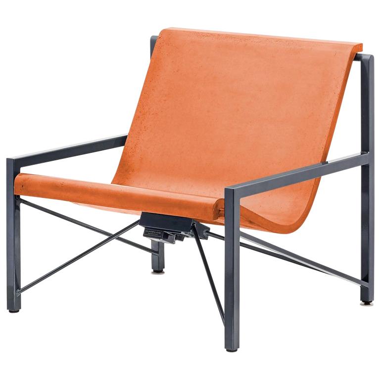 Heated Indoor/Outdoor Cast Stone Evia Chair, Custom Frame, Orange For Sale