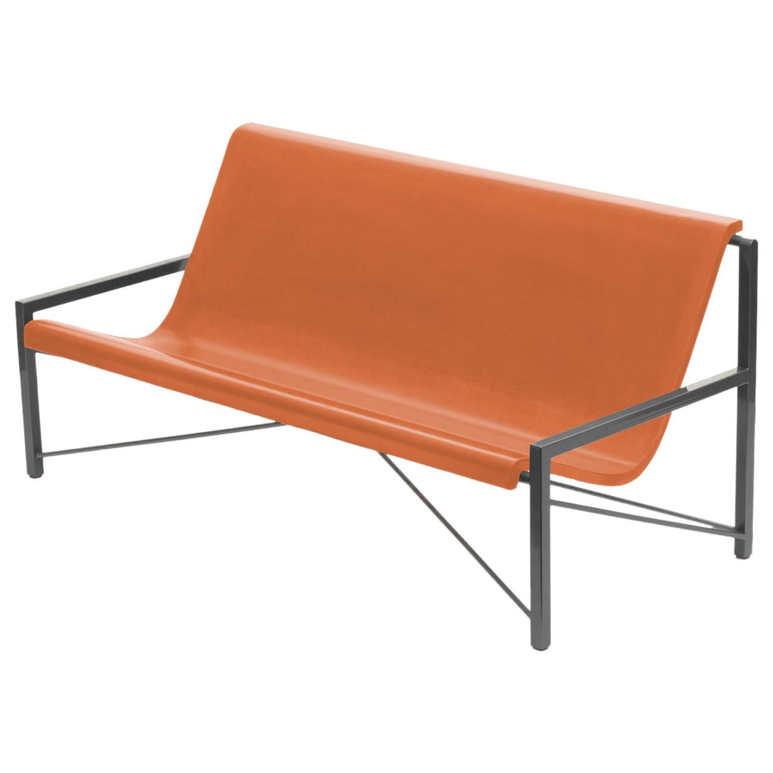 Heated Indoor/Outdoor Cast Stone Evia Lounge, Custom Frame, Orange For Sale