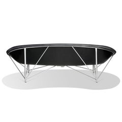 Heated Indoor/Outdoor Cast Stone Helios Lounge with Custom Frame, Charcoal