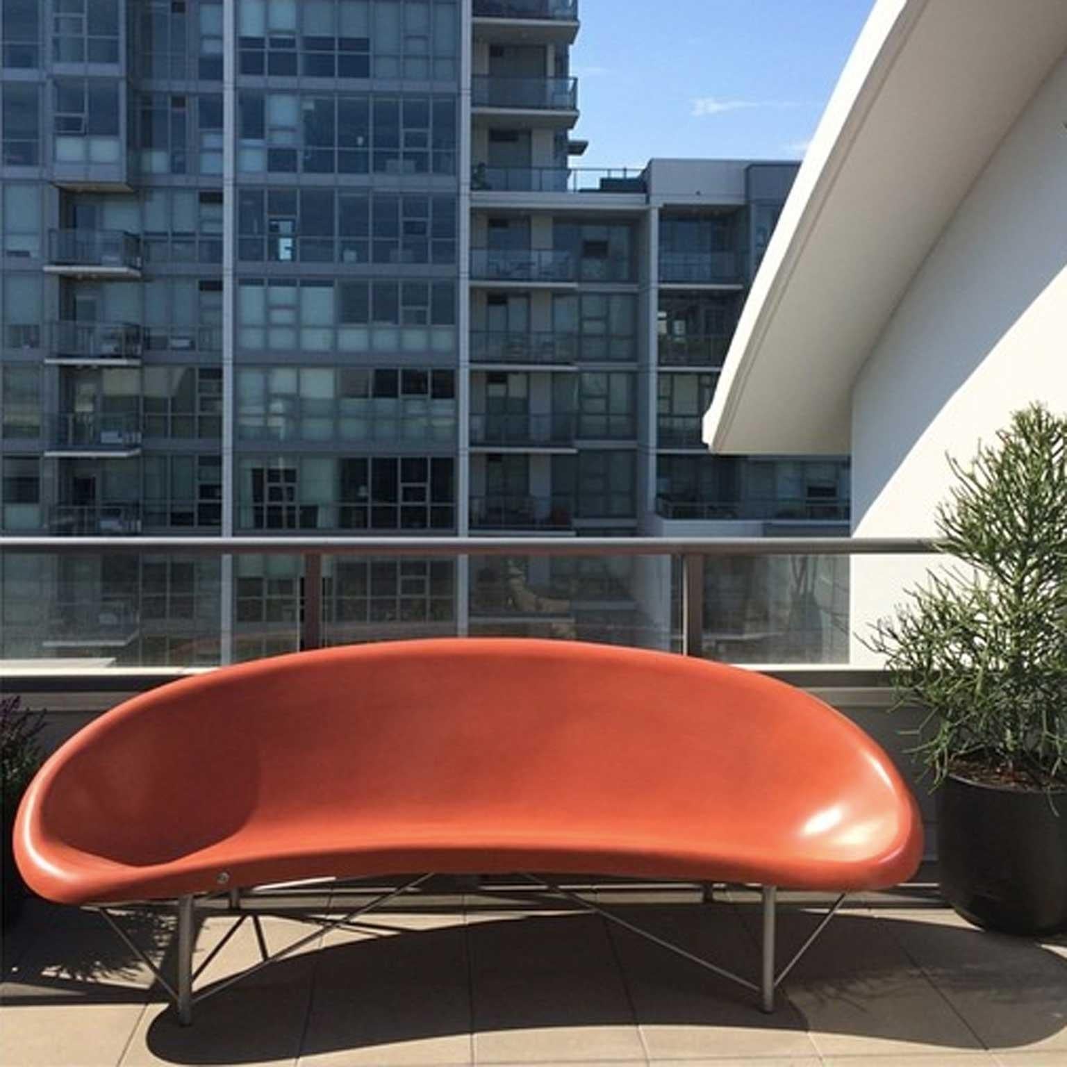 Heated Indoor/Outdoor Cast Stone Helios Lounge with Custom Frame, Orange In New Condition For Sale In San Francisco, CA