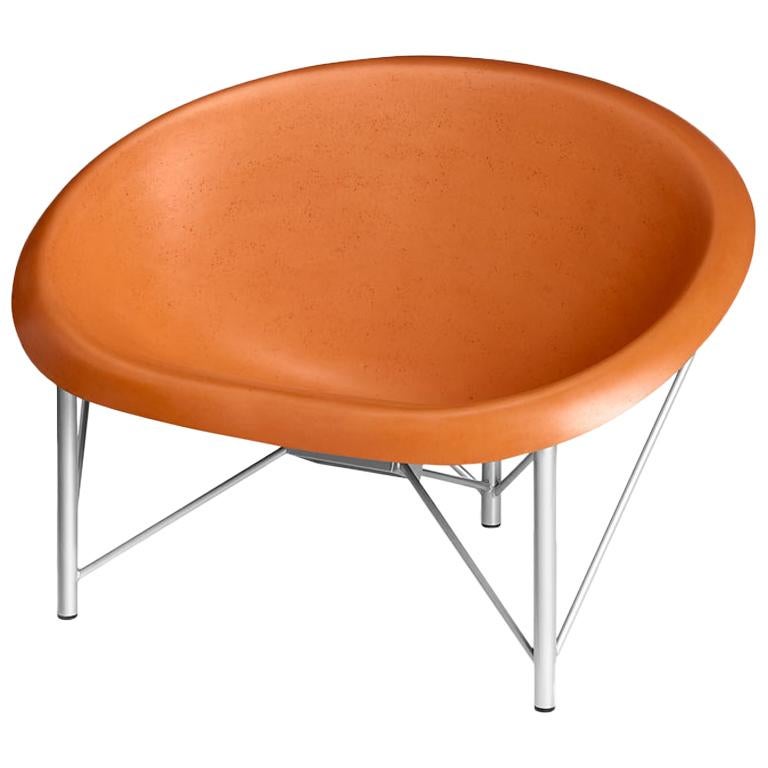 Heated Indoor/Outdoor Cast Stone Helios Love Chair, Custom Frame, Orange For Sale