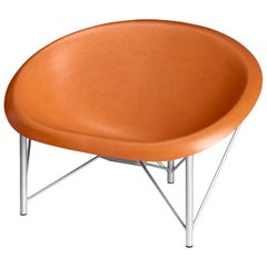 Heated Indoor/Outdoor Cast Stone Helios Love Chair, Custom Frame, Orange