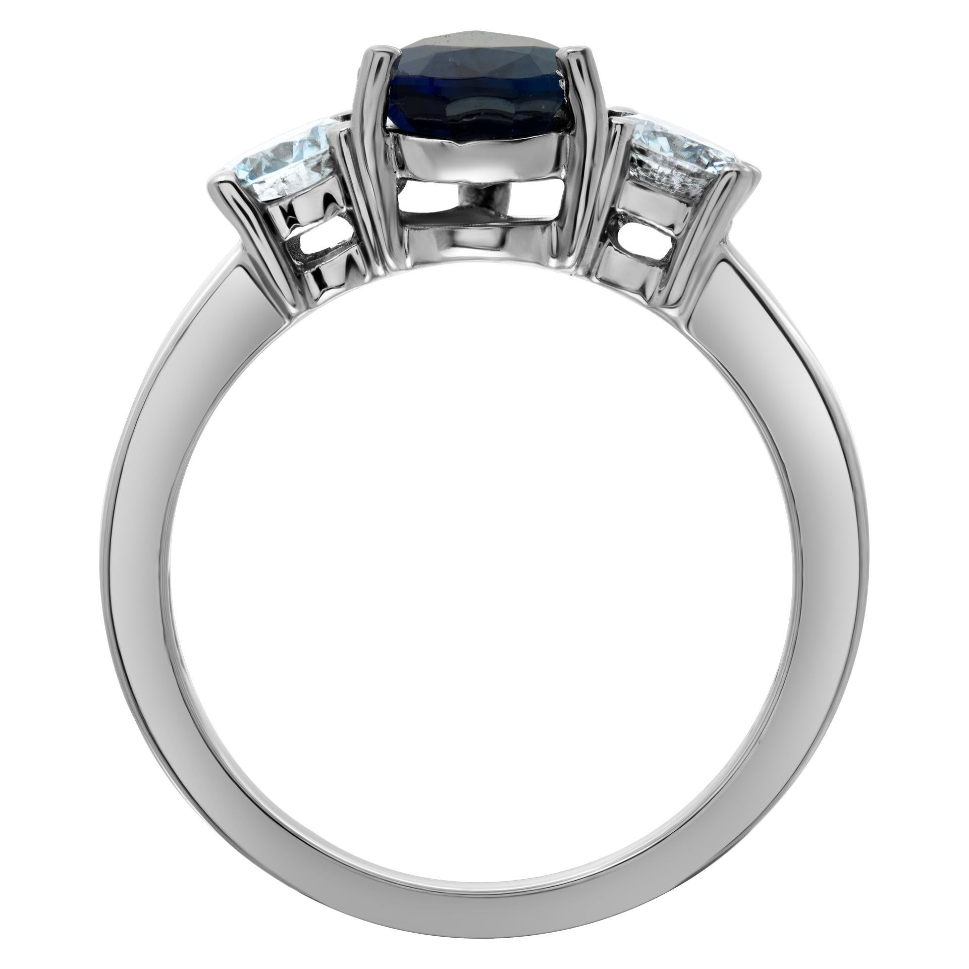 Women's Heated Pear Shape 2.16 Carat Sapphire Ring In Platinum For Sale