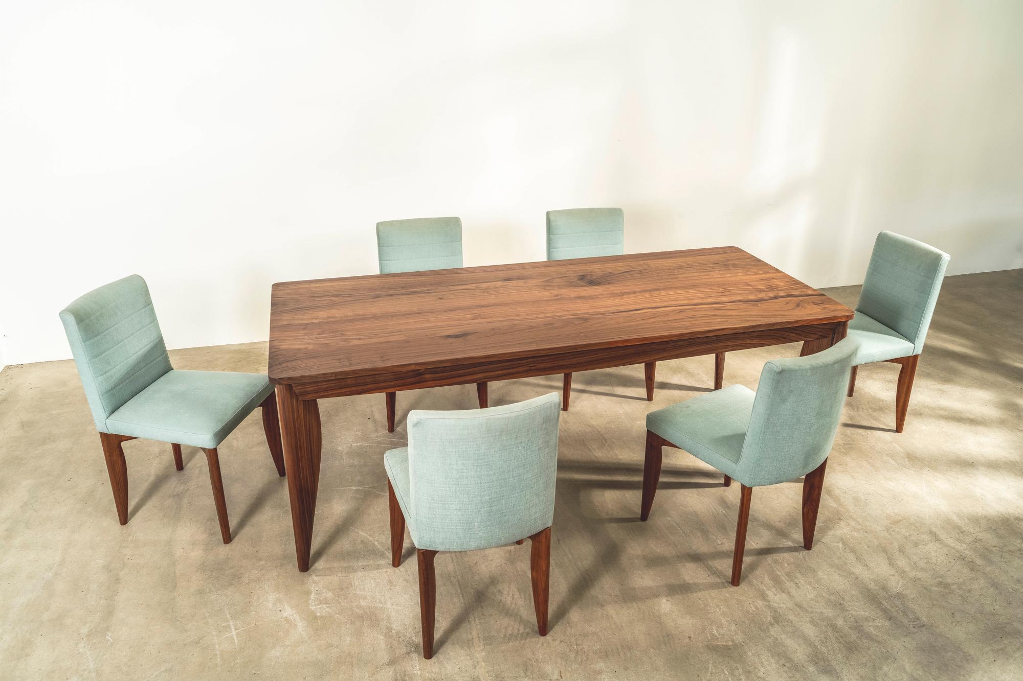 Cotton Heath Dining Table and Six Chairs in American Walnut Designed by Terence Conran For Sale