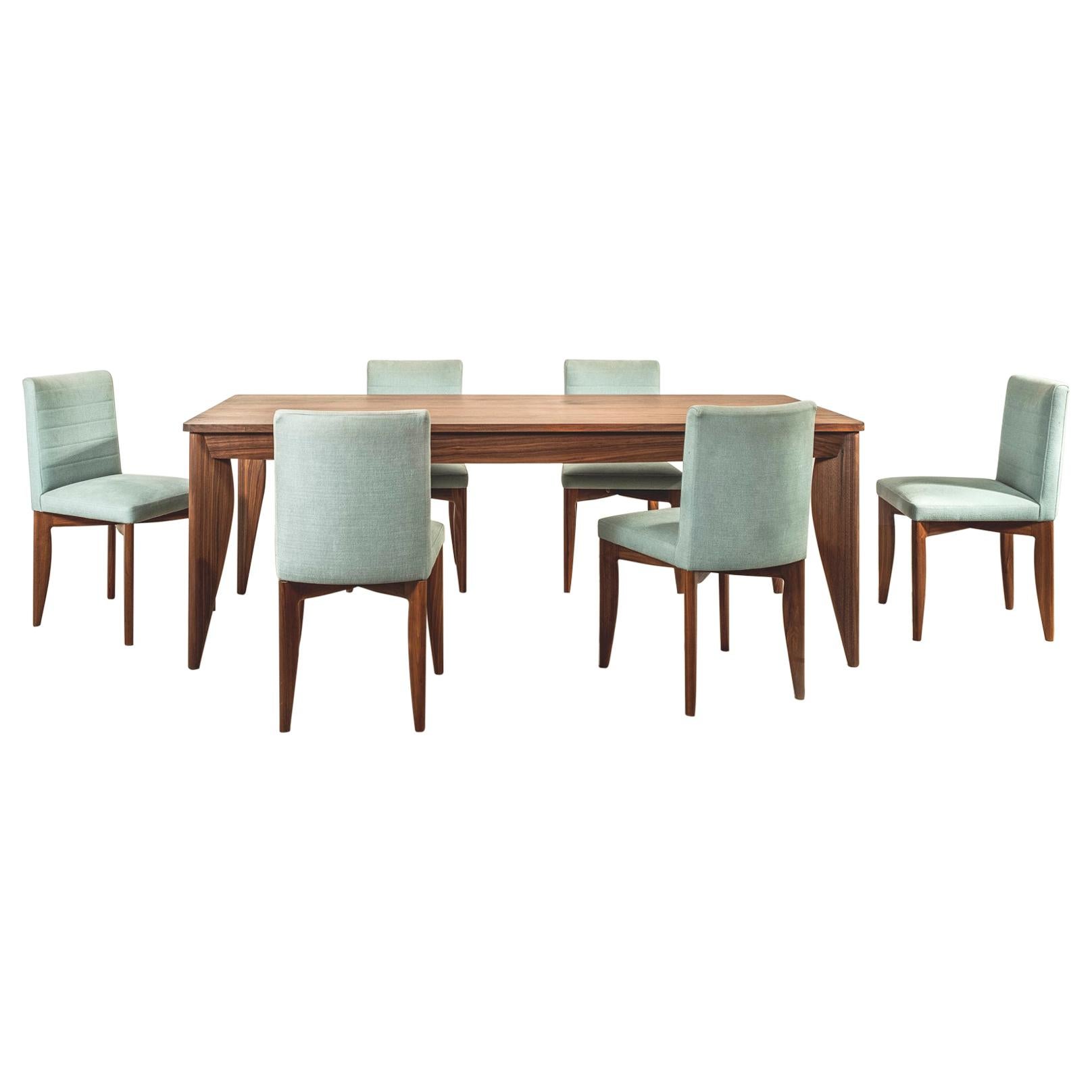 Table de salle à manger et six chaises en noyer américain conçues par Terence Conran