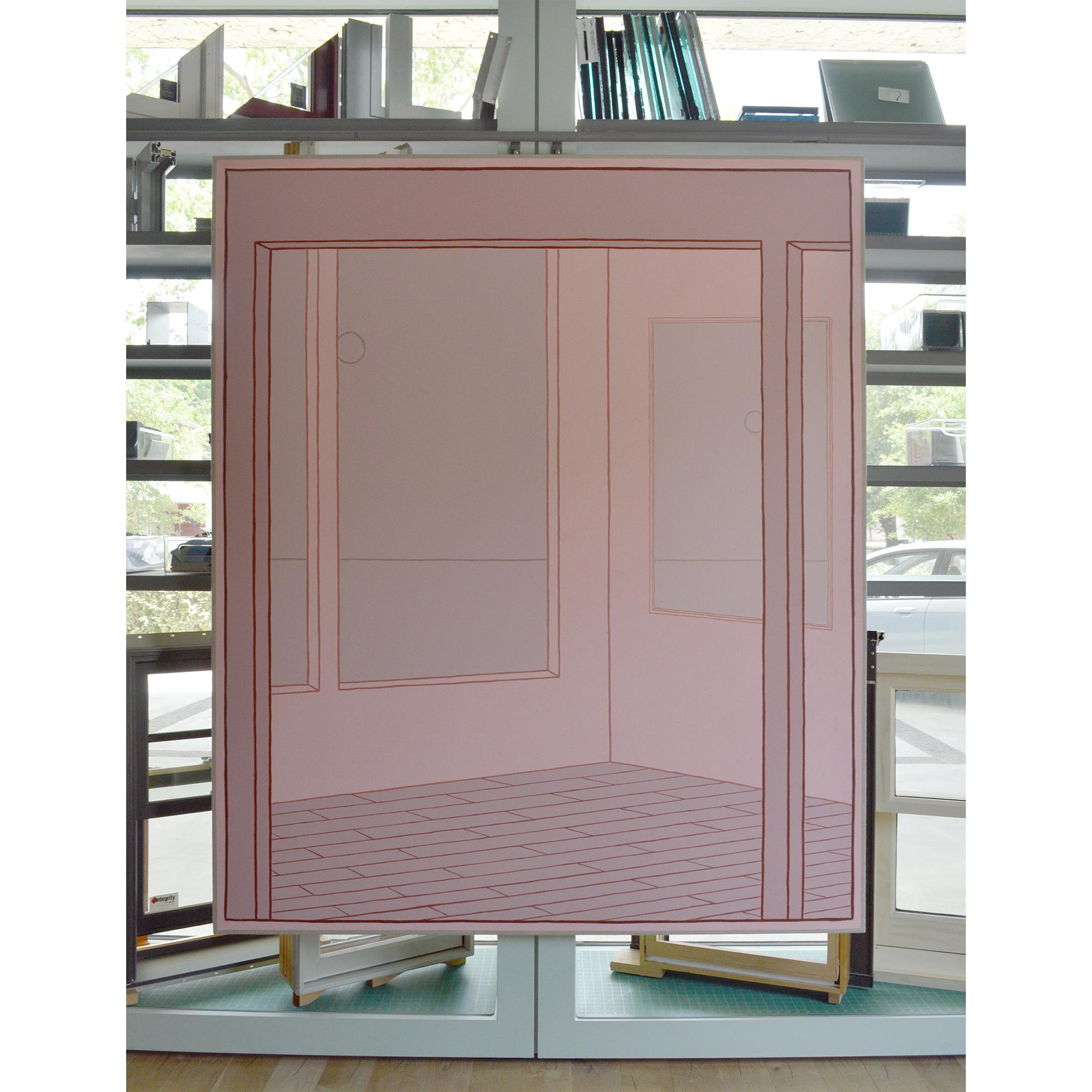 Heath West
Haus Scharoun, 2018
Oil and acrylic on linen
79h x 66w in


Arrange enough edges together, and they'll form a frame. Arrange enough edges within the space of a frame, and they’ll begin to form a place. The spatial elements of a painting