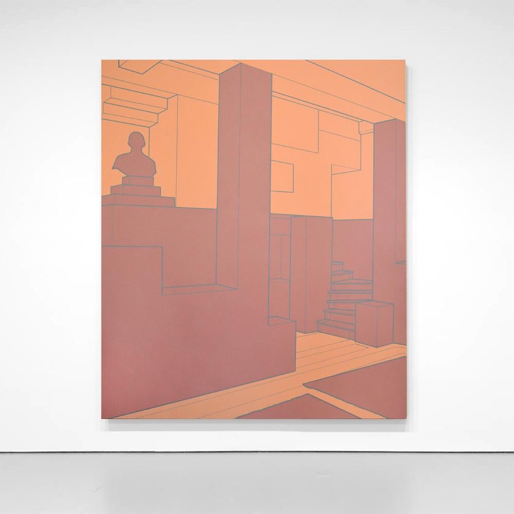 Villa Müller in Peach, 2019 - Contemporary Painting by Heath West