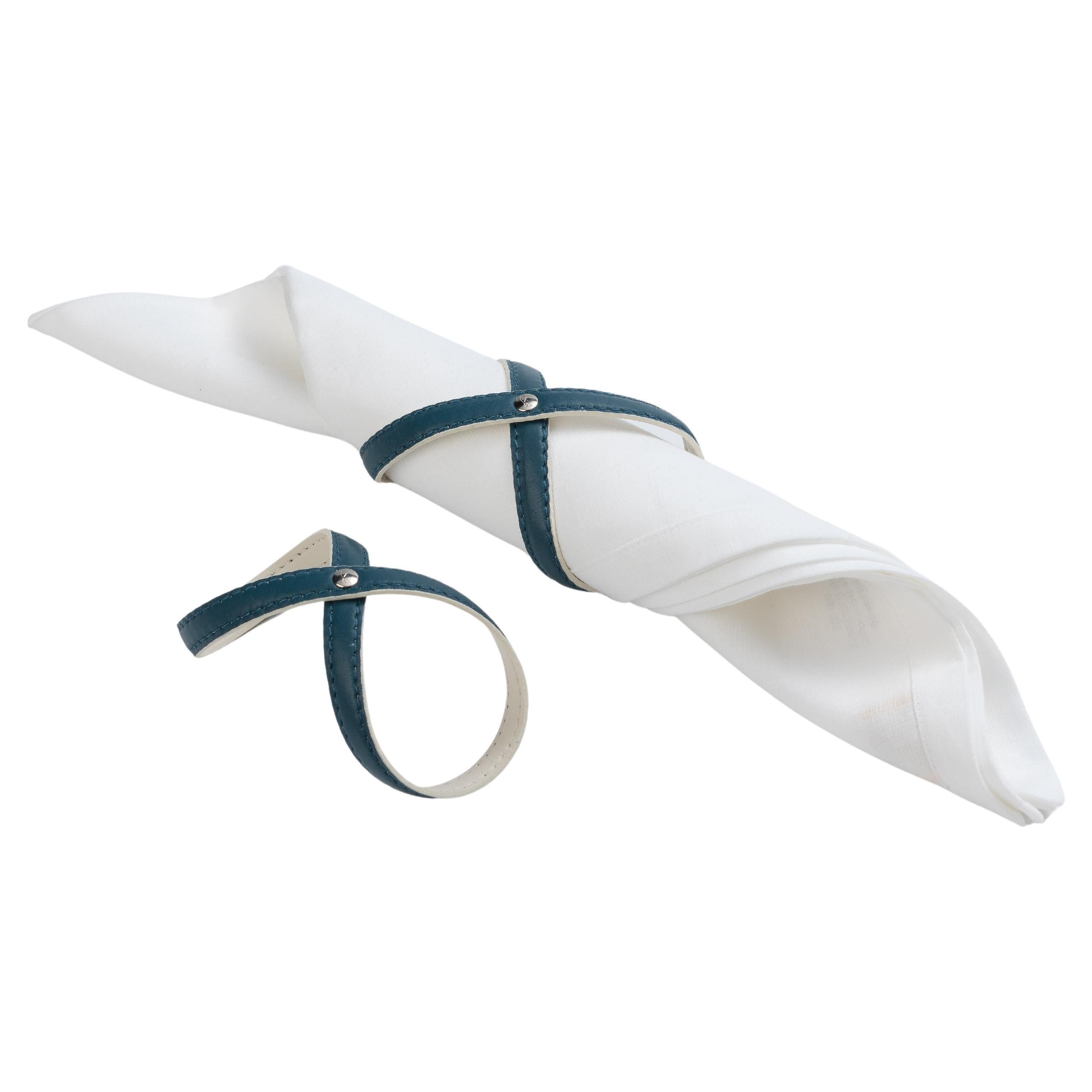 HEATHCLIFF Set de 2 servilleteros - Azul Amalfi y Blanco Luna