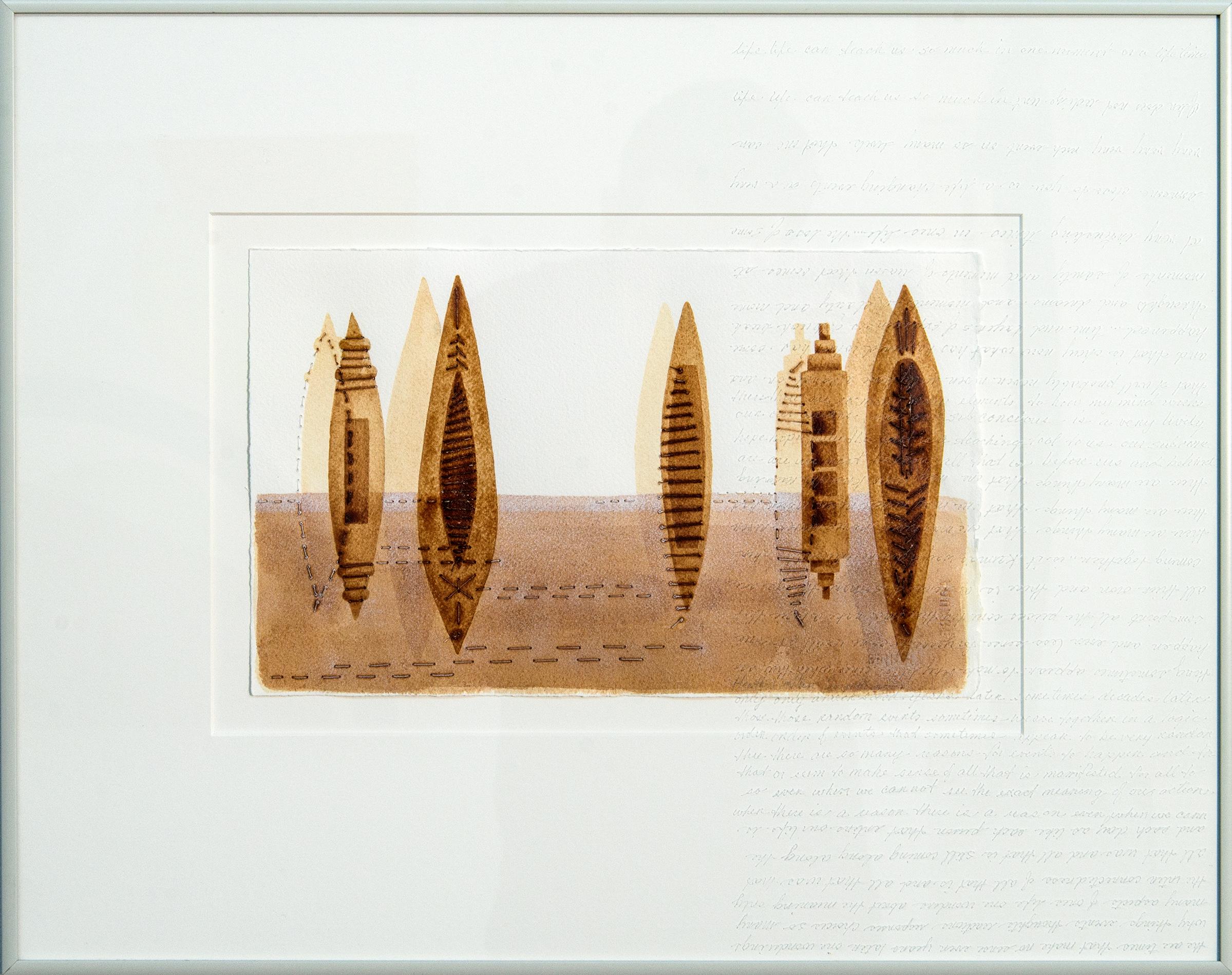 Conversando - una narración de viaje y cambio, técnica mixta, papel y recipiente - Mixed Media Art Contemporáneo de Heather Allen Hietala