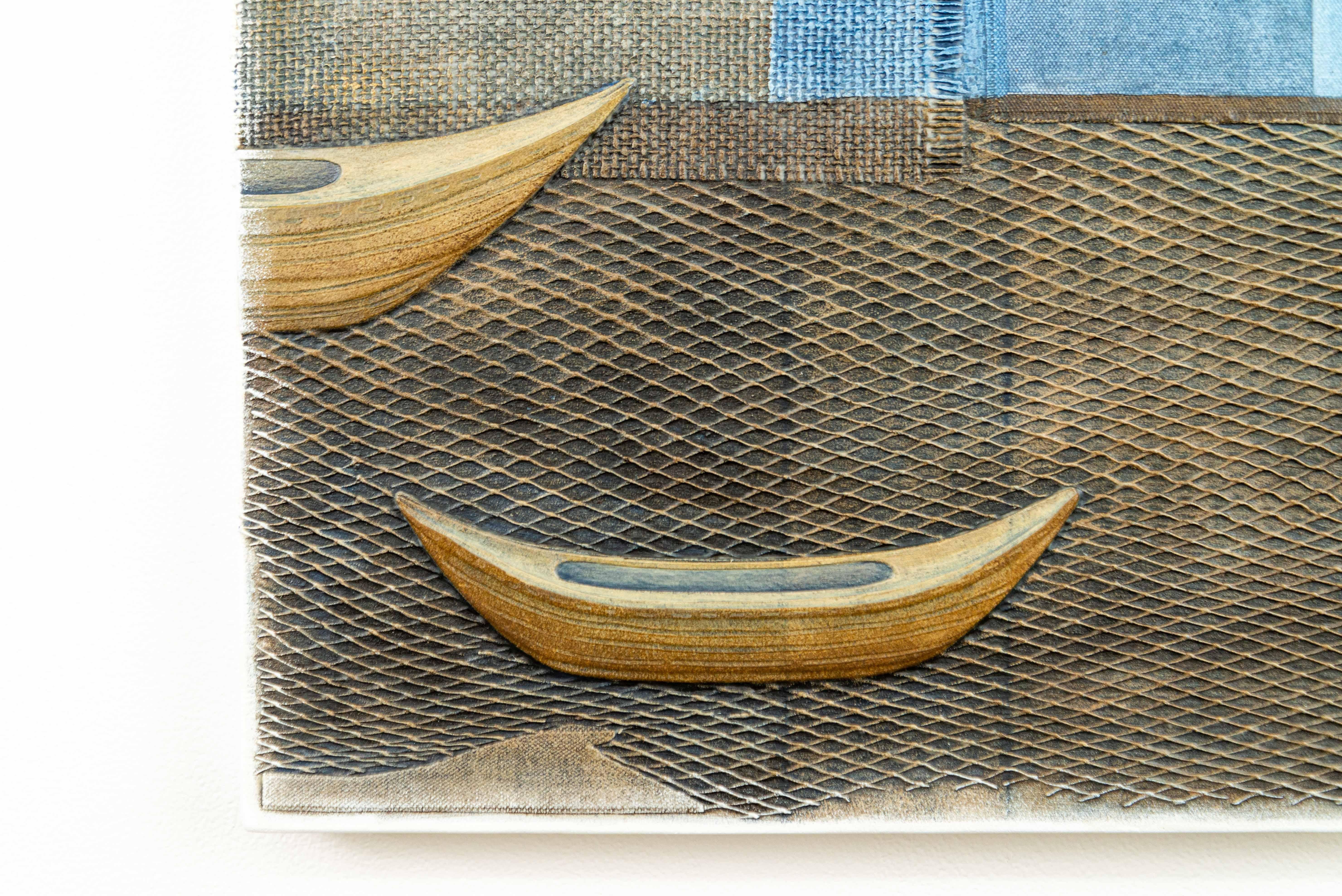 Couriers – detailliert, strukturiert, figurativ, Mischtechnik, Acryl auf Leinwand (Zeitgenössisch), Painting, von Heather Allen Hietala