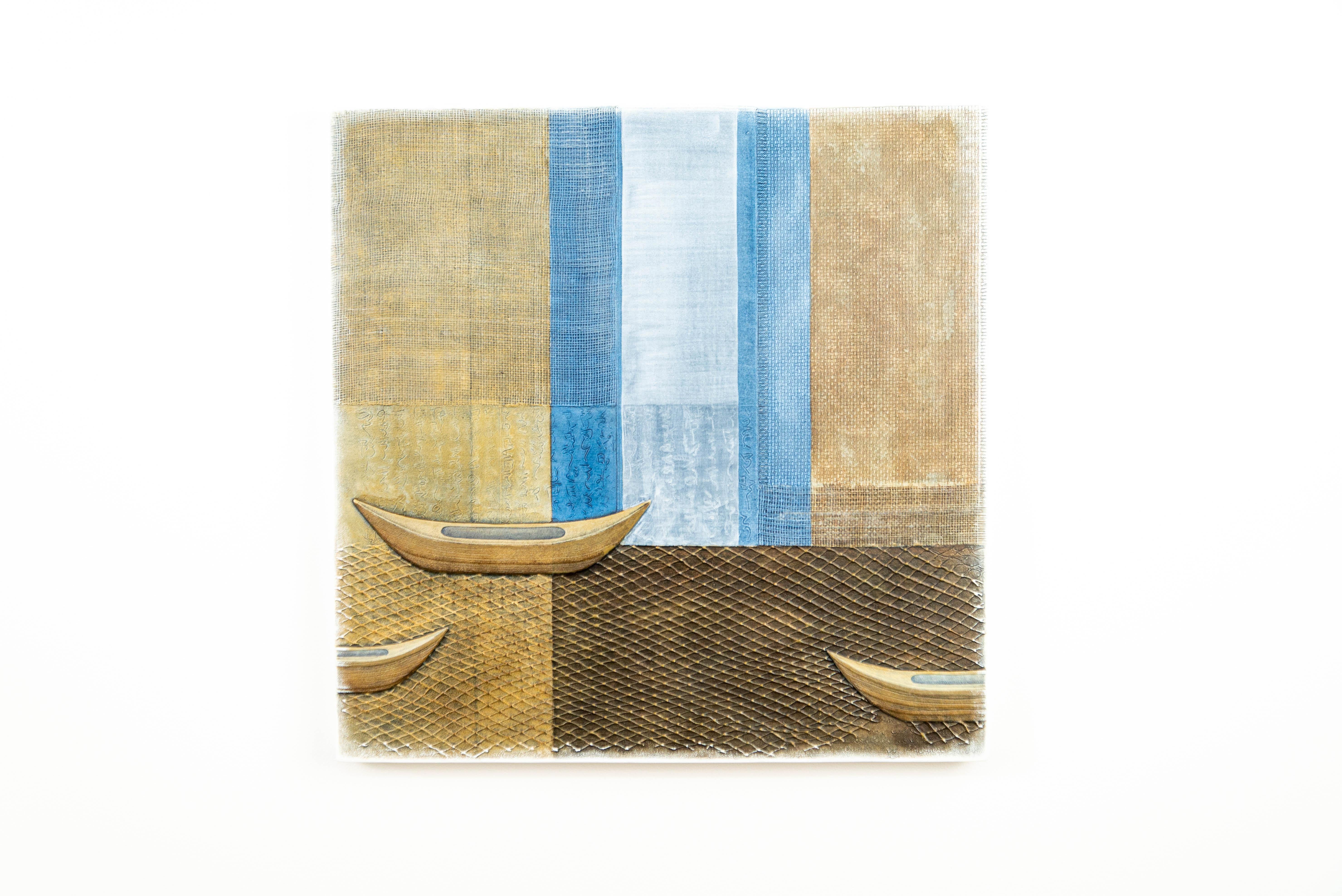 Volver - detallado, texturizado, figurativo, técnica mixta, acrílico sobre lienzo - Painting de Heather Allen Hietala
