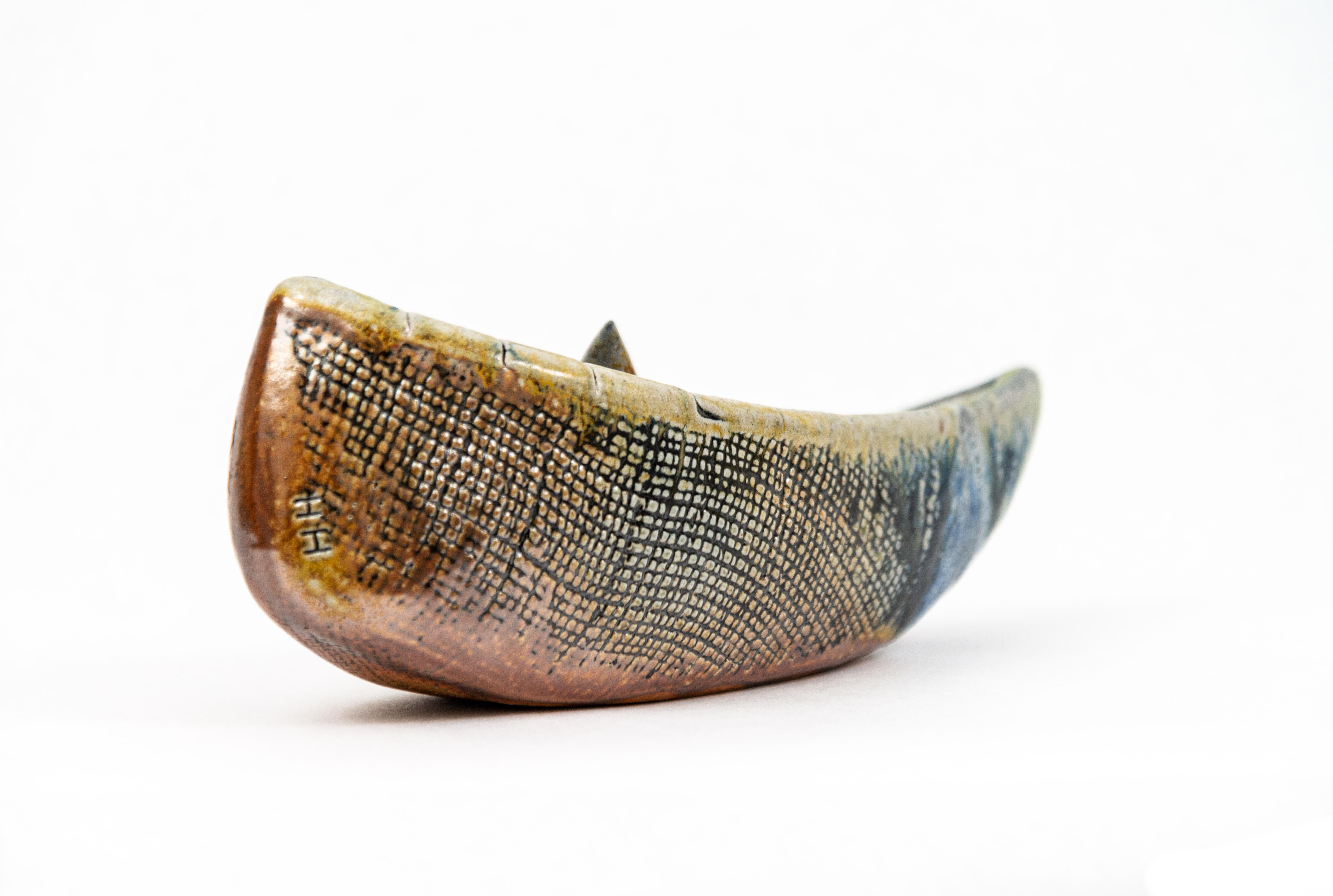 Embarking - detailed, inscribed, hand-built, vessel, glass, ceramic sculpture - Contemporary Sculpture by Heather Allen Hietala