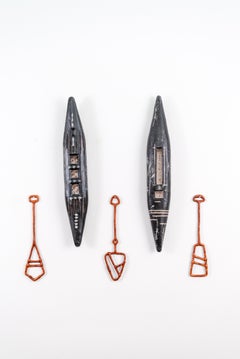 Legado (díptico) - escultura mural de cerámica, figurativa, hecha a mano, con inscripción