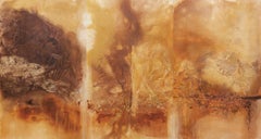 "300 ans de Géorgie" - pigments de terre, paysage abstrait, chaud, à grande échelle.