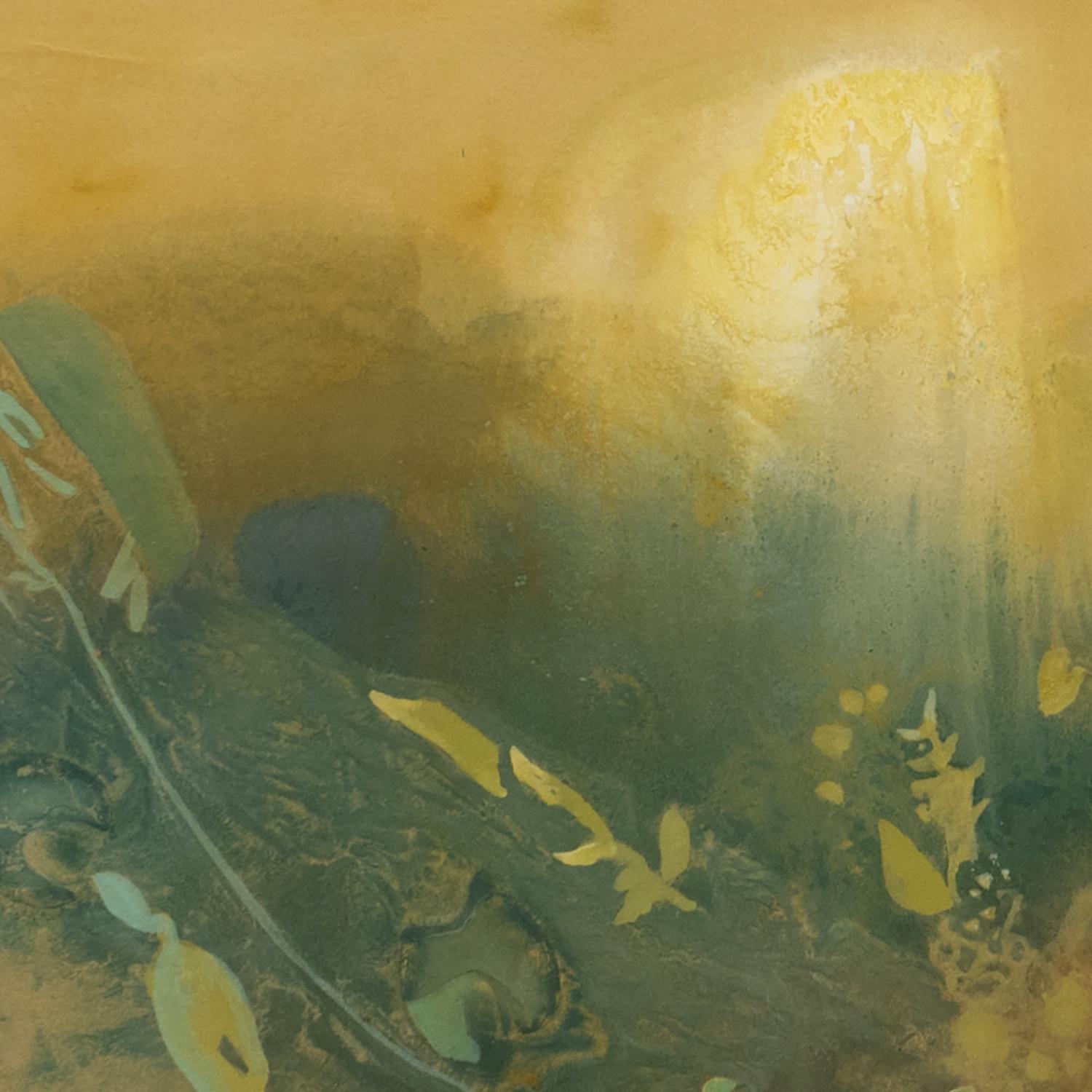 'Euclidean Unlearning' - abstract landscape, sublime, floral, green and yellow - Contemporary Painting by Heather Bird Harris