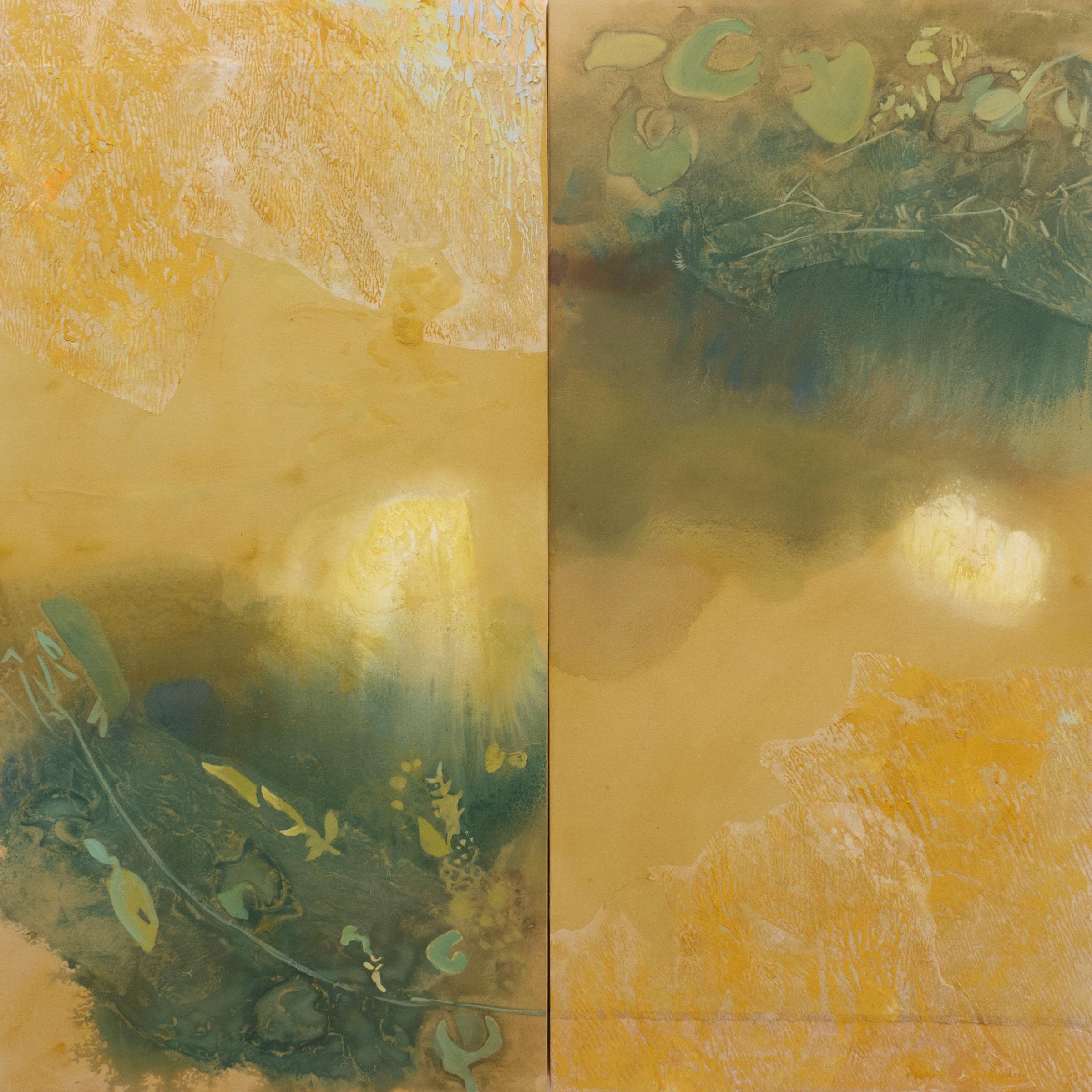 'Euclidean Unlearning' - abstract landscape, sublime, floral, green and yellow