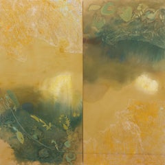 Desaprendizaje euclidiano" - paisaje abstracto, sublime, floral, verde y amarillo