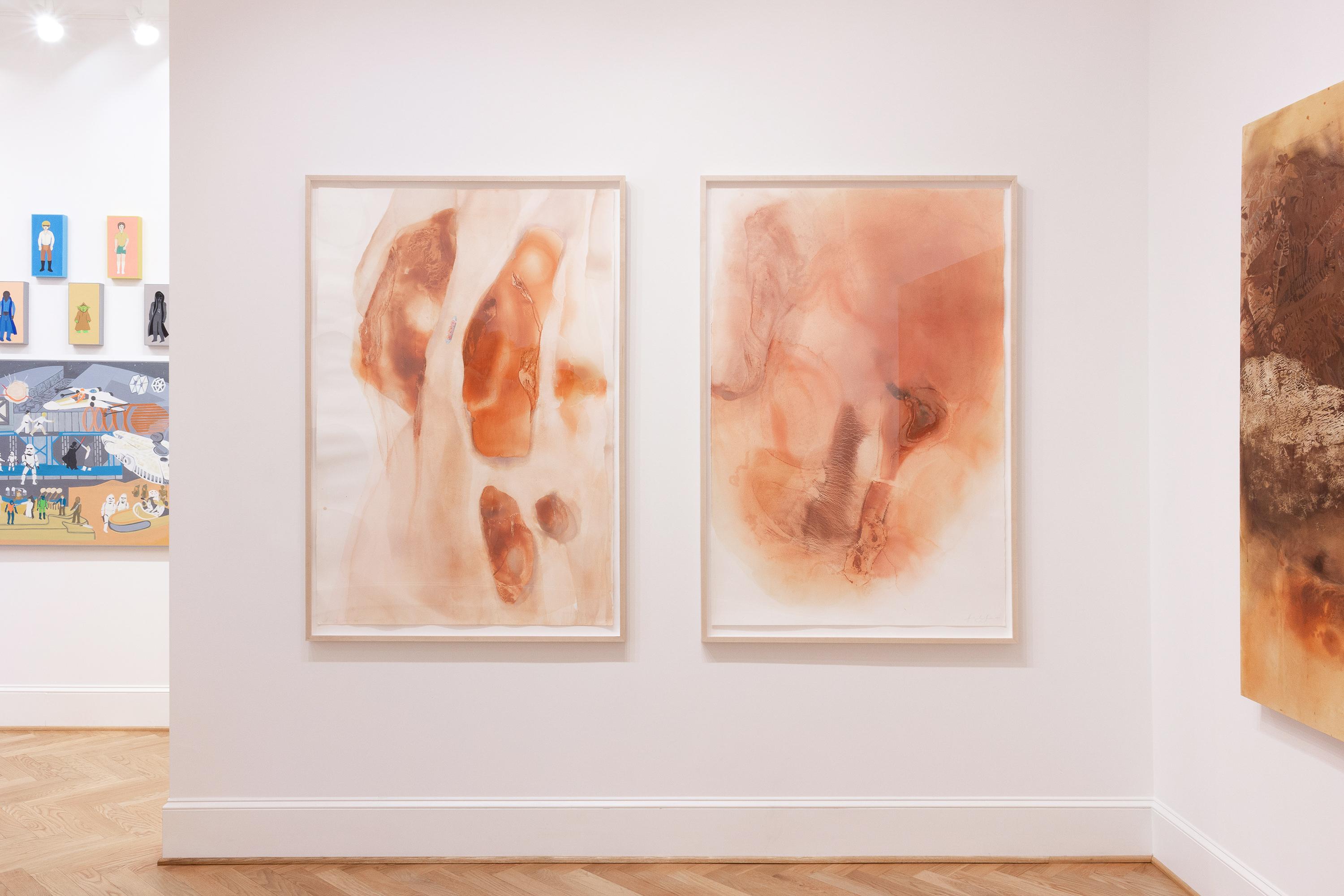 'Until It’s All Gone (Venture Global LNG)' - abstract, ethereal, river - Beige Abstract Painting by Heather Bird Harris