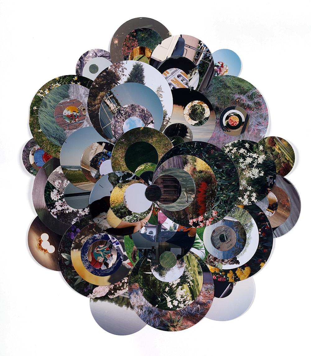 Pansy, Contemporary Circular Photo Collage with Found Photography - Mixed Media Art by Heather Cox