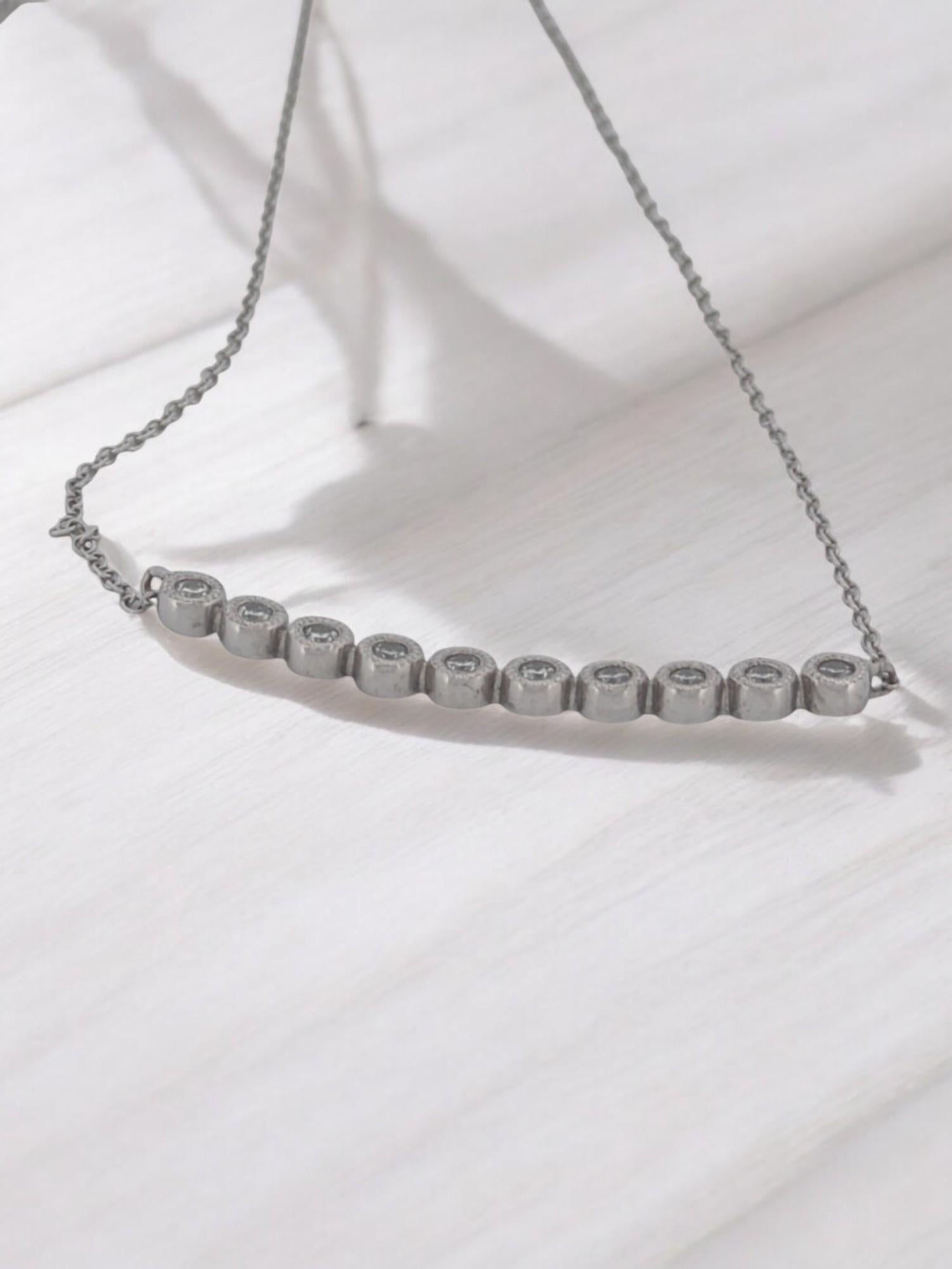 Art Deco Heather  10k White Gold Necklace with 0.17ct Natural Diamonds For Sale
