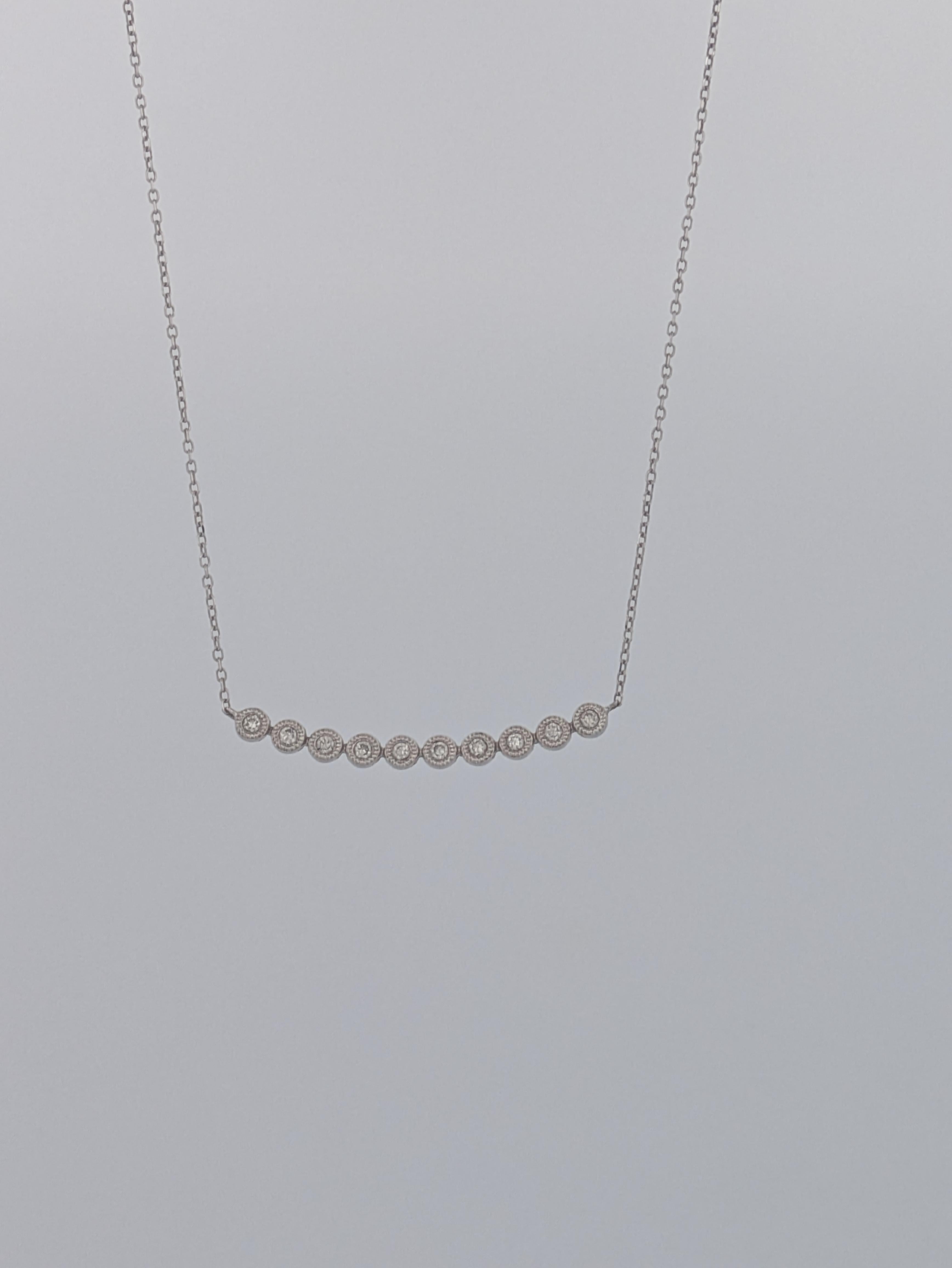 Oval Cut Heather  10k White Gold Necklace with 0.17ct Natural Diamonds For Sale