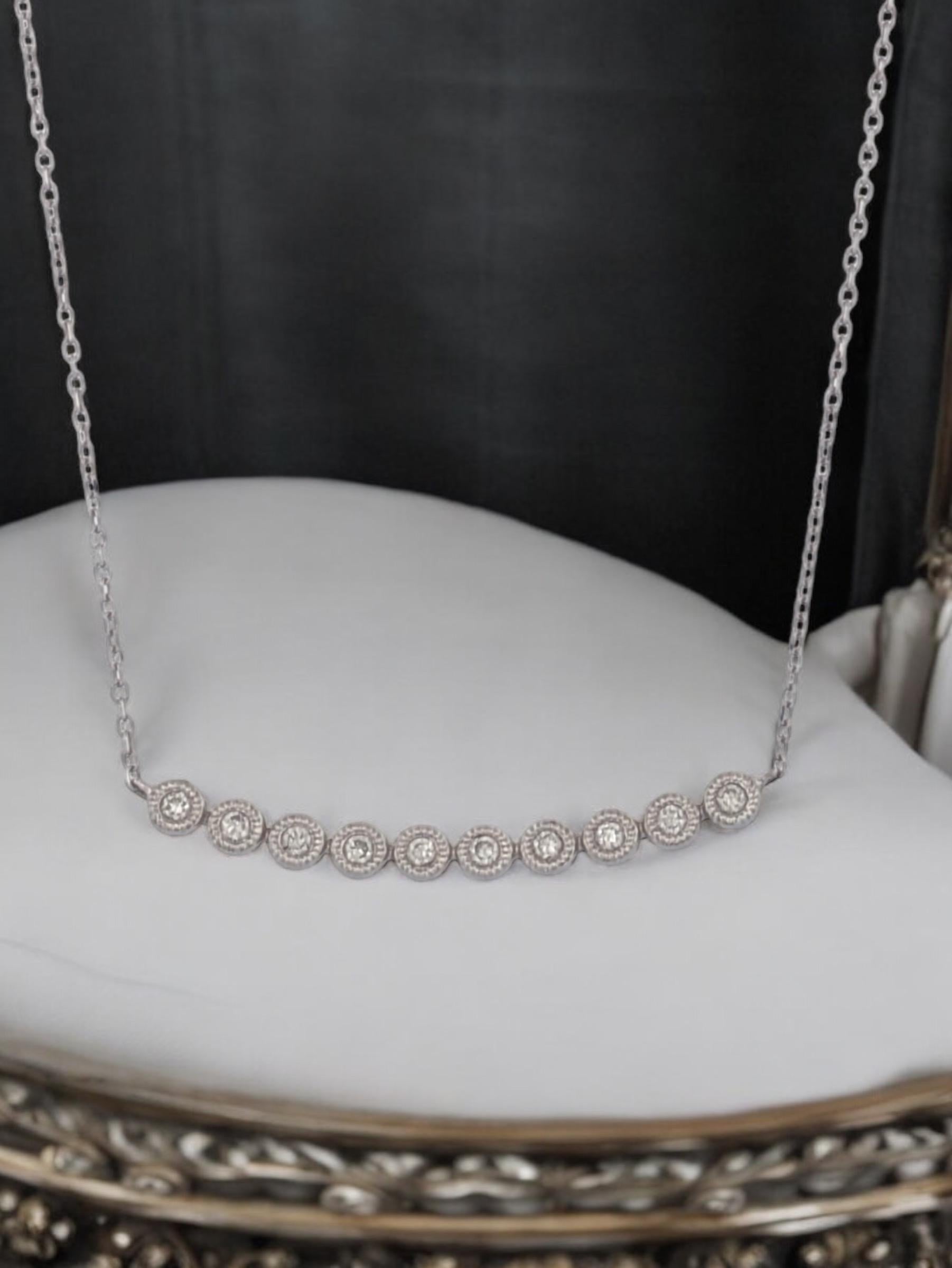Women's Heather  10k White Gold Necklace with 0.17ct Natural Diamonds For Sale