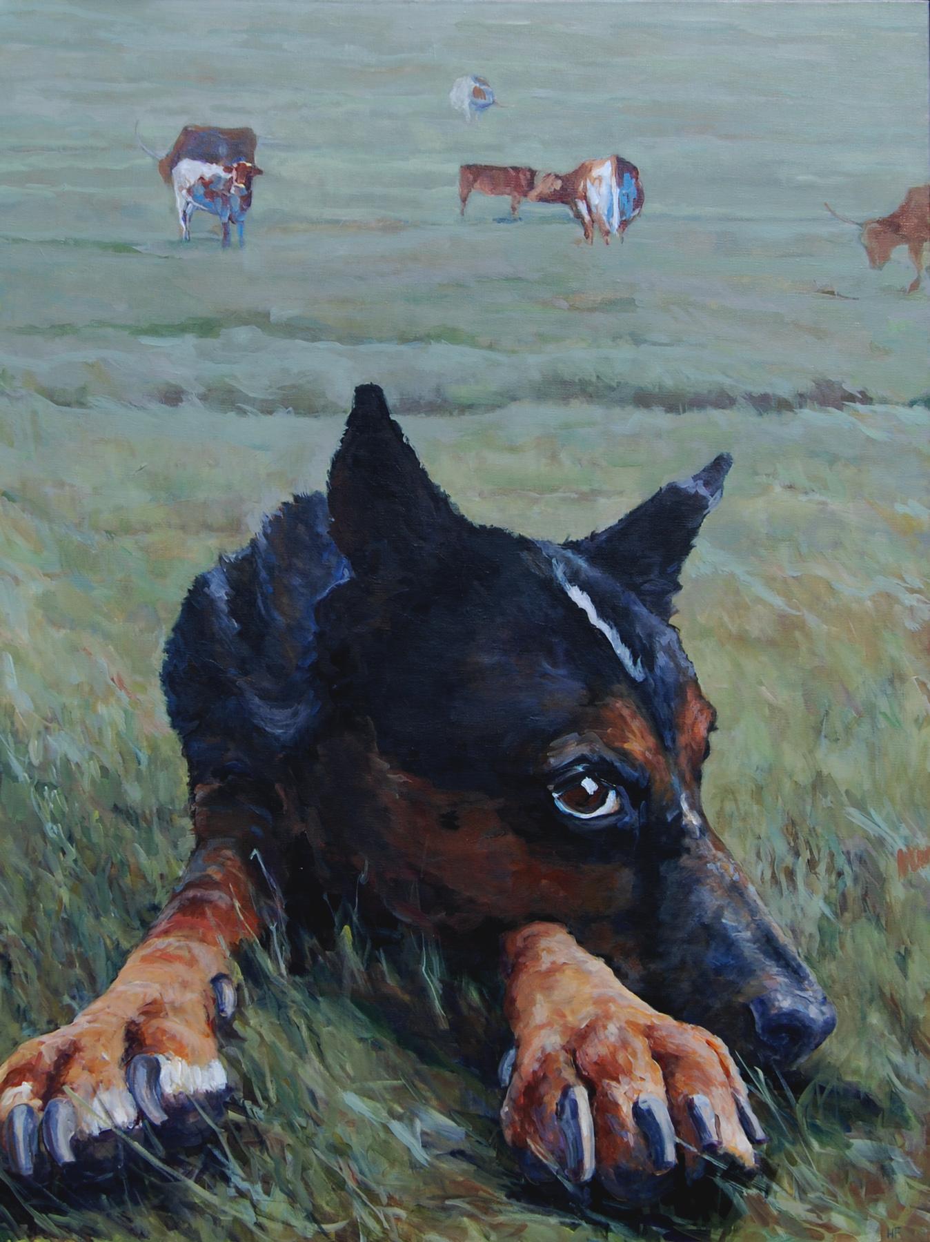 Ranch Pause, Original Painting - Art by Heather Foster