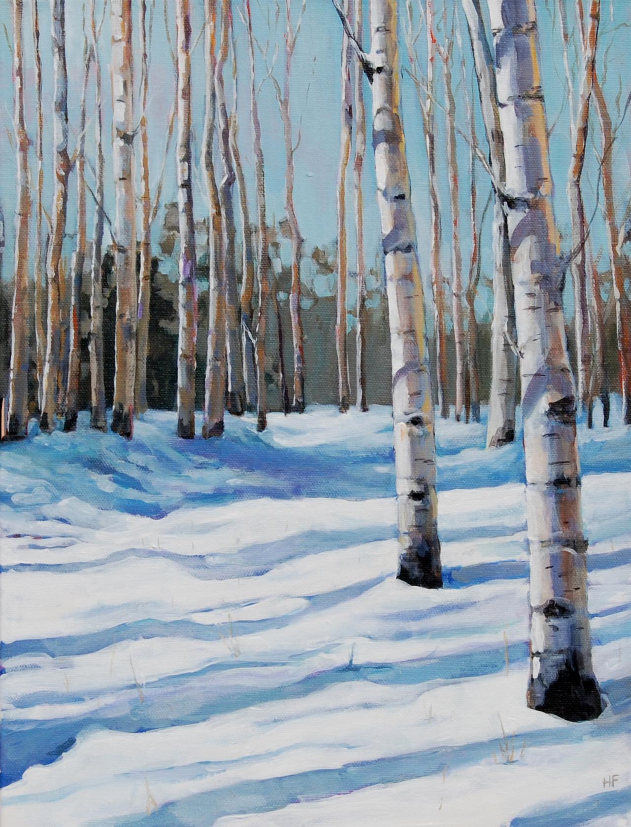 Snowy Aspen Path, Original Painting - Art by Heather Foster