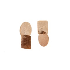 "Carved Circle & Square Axis Earrings" ethically sourced rose gold, contemporary