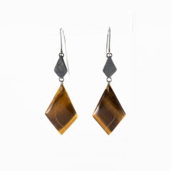 "Tiger's Eye Earrings" ethically sourced, OSS, Kite shaped Tigers Eye