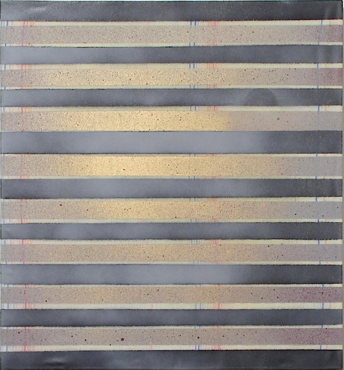 DEPARTURE - Mixed Media painting, black and metallic stripes,  - Mixed Media Art by Heather Hartman